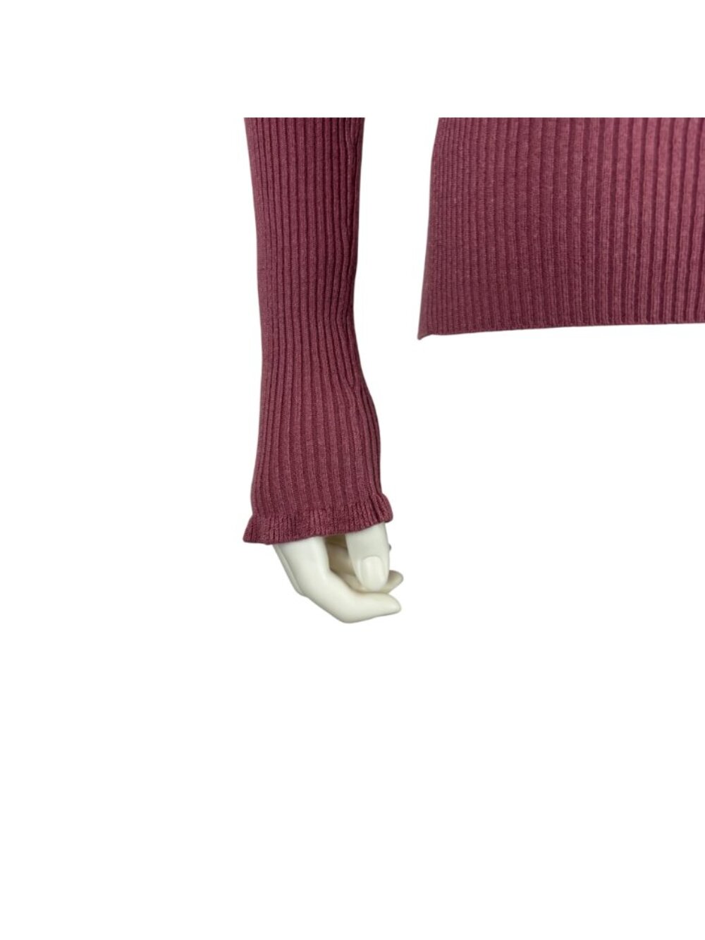 Derek Heart Dusty Rose Turtleneck Womens M Ribbed Ruffle Neck Long Sleeve Shirt - Picture 6 of 10